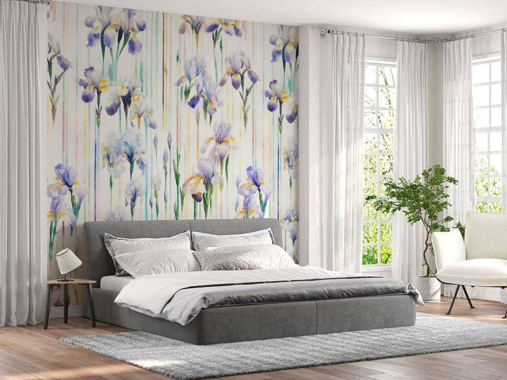 Iris et rayures pastel sans couture