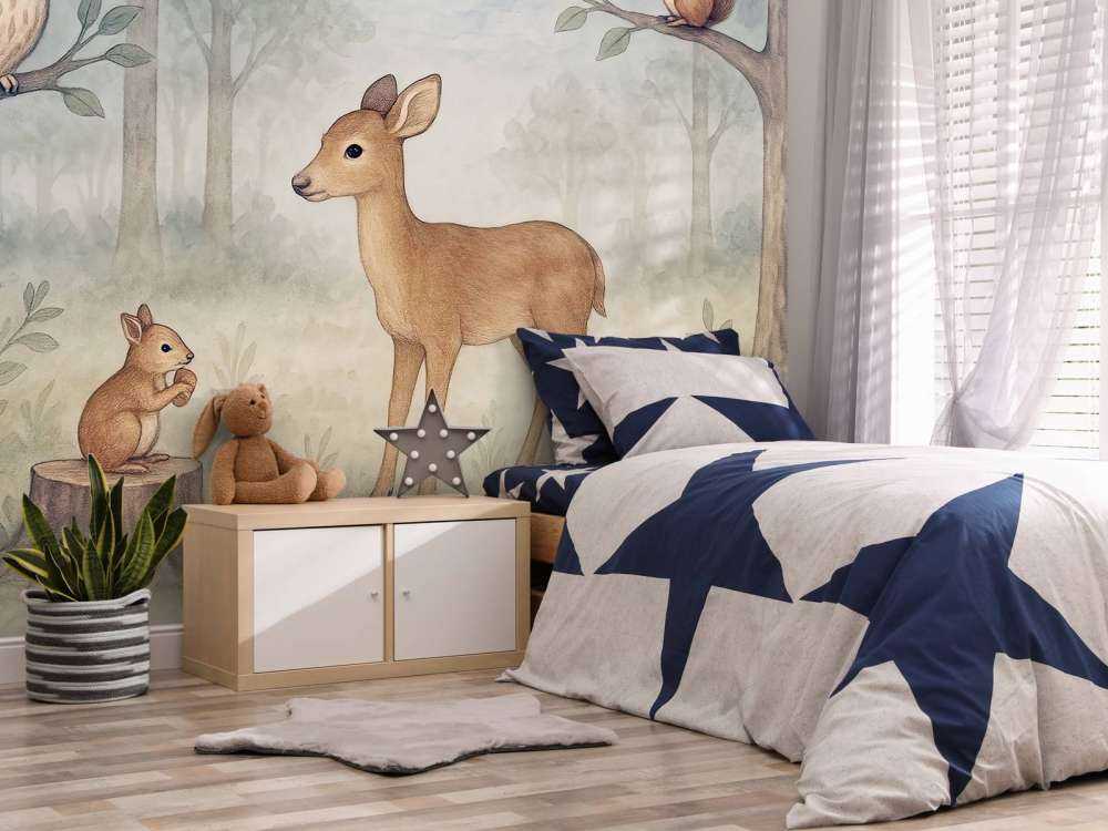 Lumière de la lune dans la forêt avec des animaux