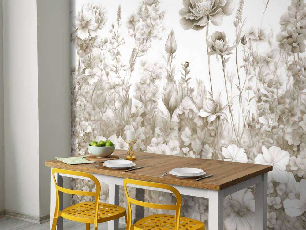 Fleurs de mon âme sans couture - beige