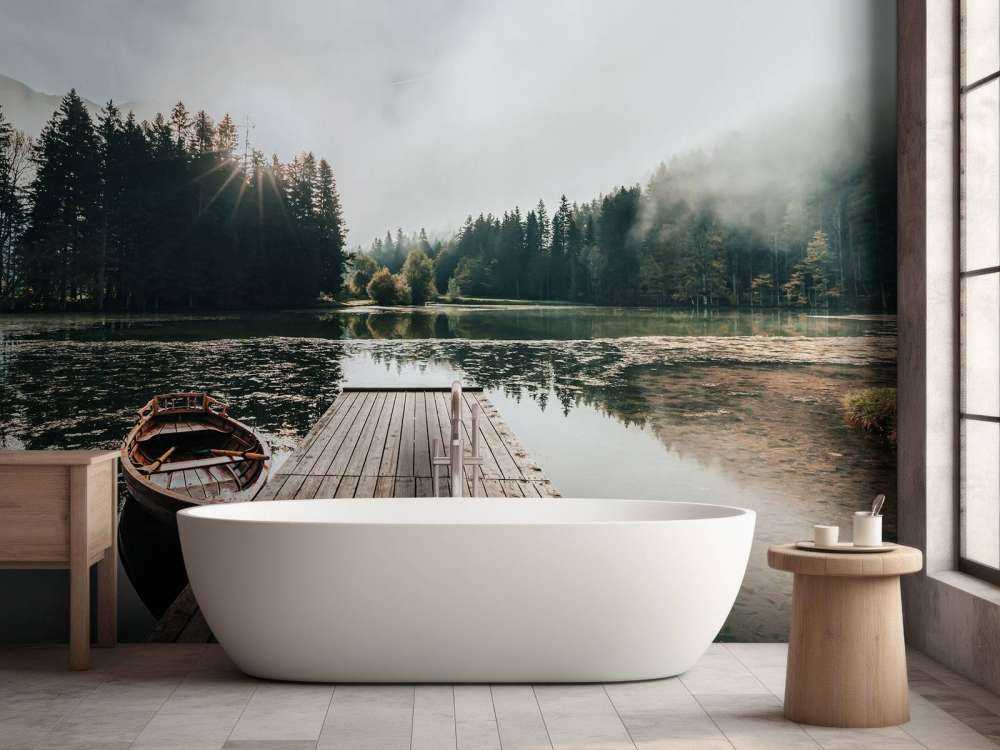 Foggy morning by the water