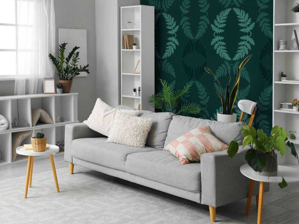 Motif bleu canard avec branche de ciguë