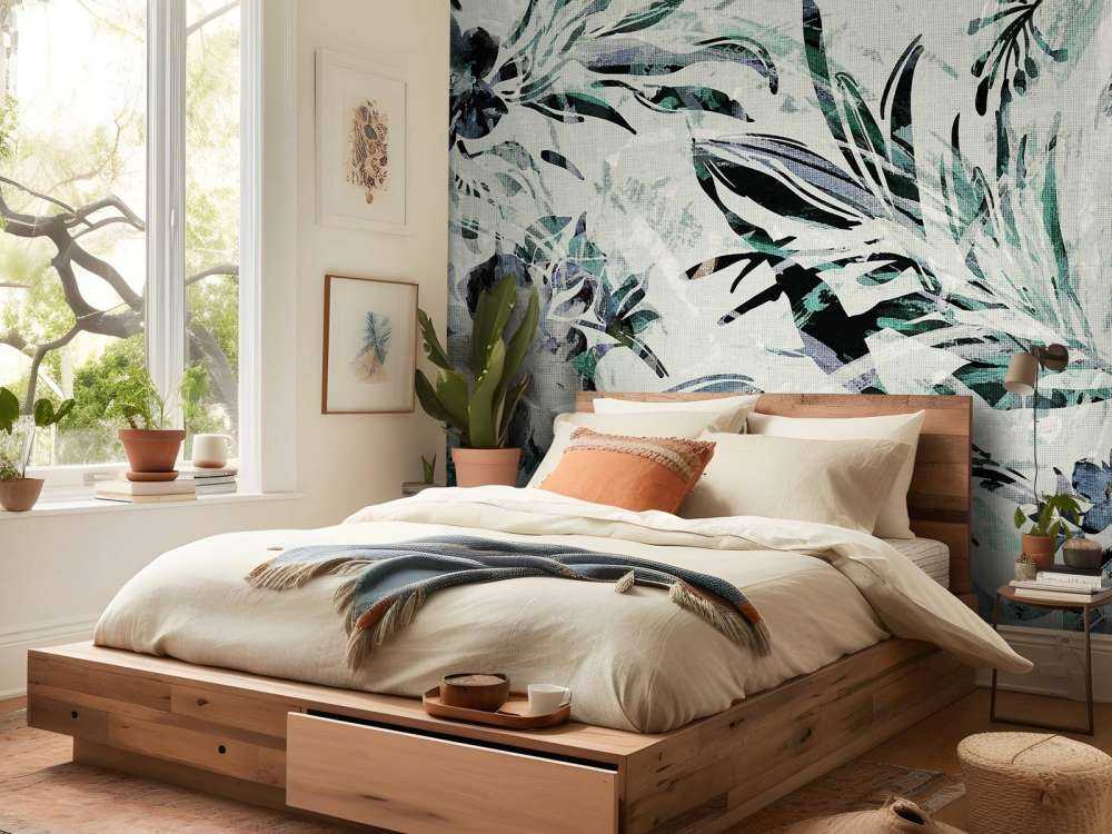 Fond floral bleu canard