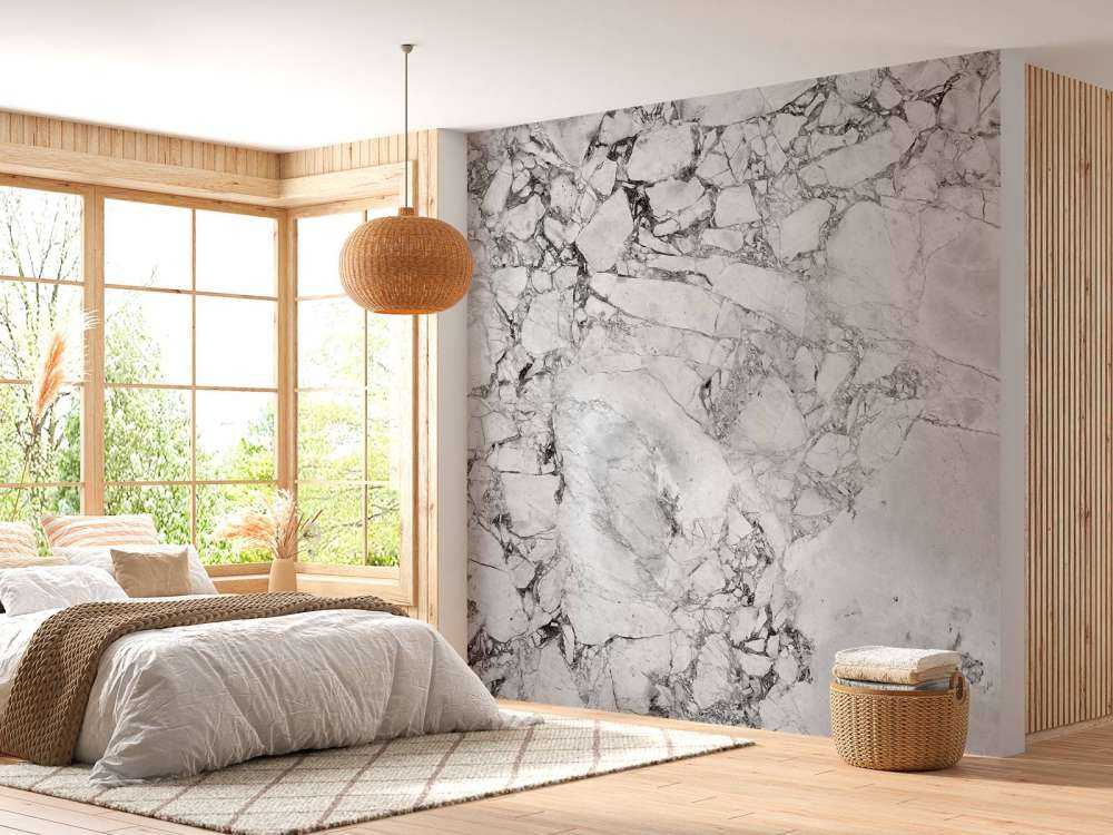 Marbre noir et blanc à structure grossière