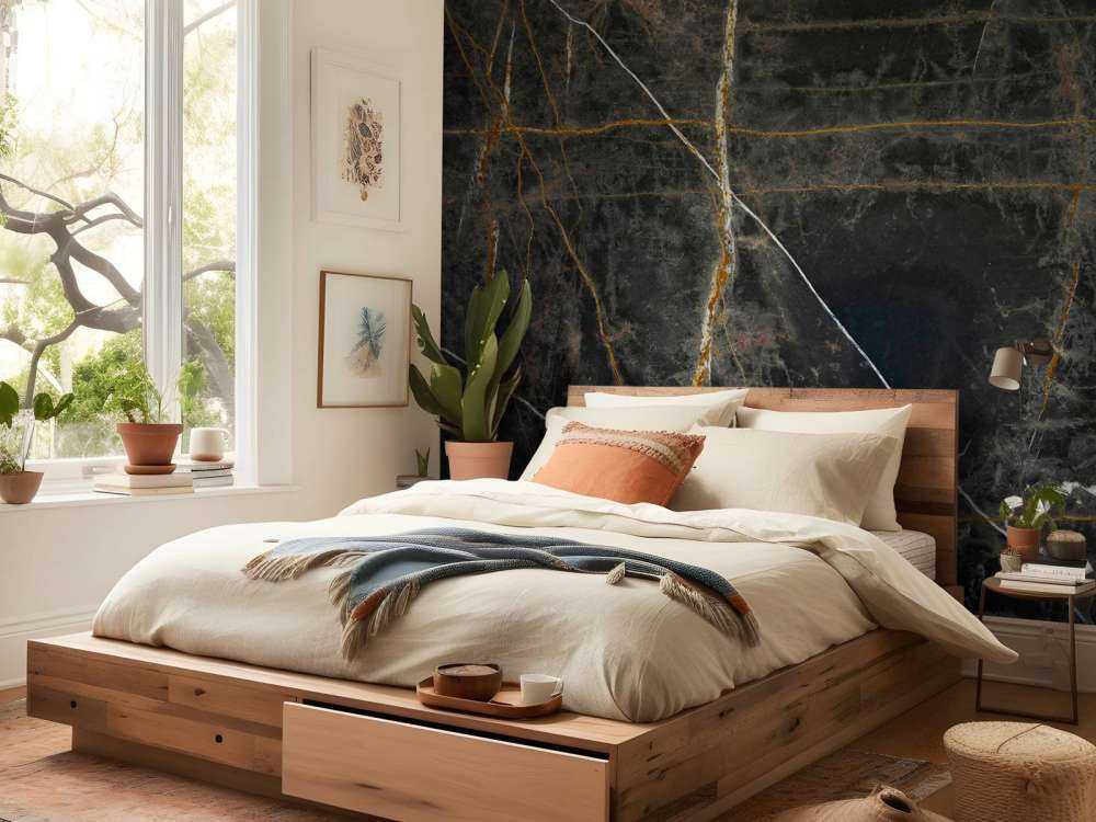 Marbre noir avec des tons de cuivre