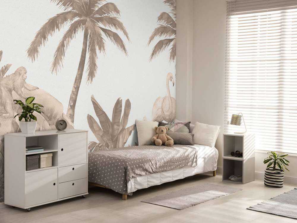 Singes et flamants roses