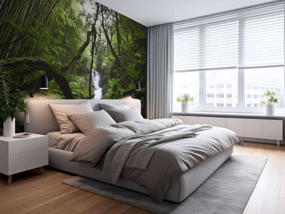 Chute d'eau entourée d'arbres