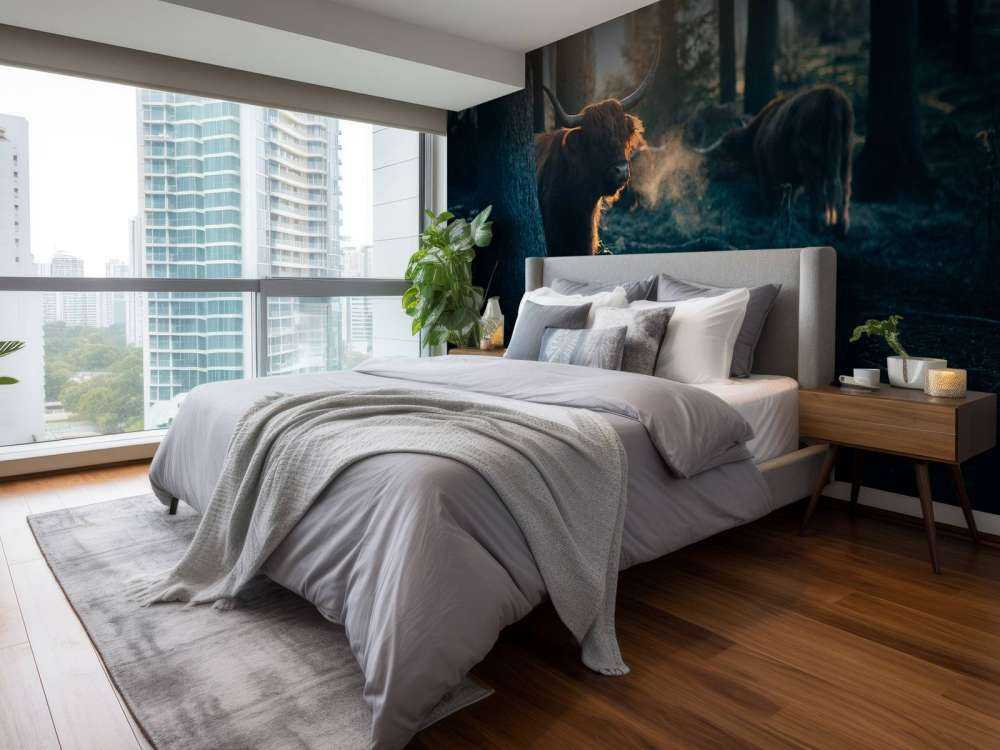 Le Highlander écossais au lever du soleil