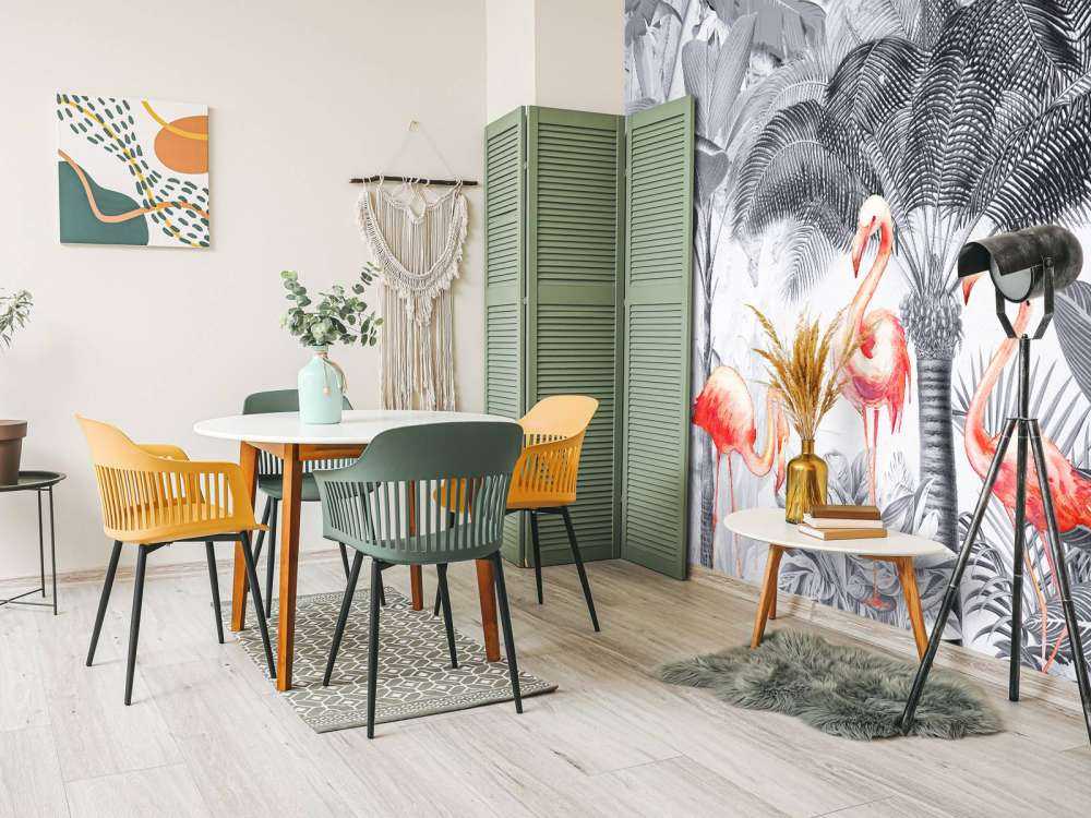 Jungle avec flamants roses