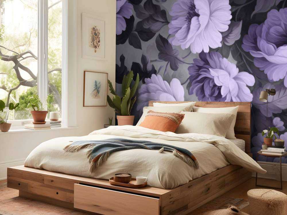 Nostalgic floral garden cottagecore purple
