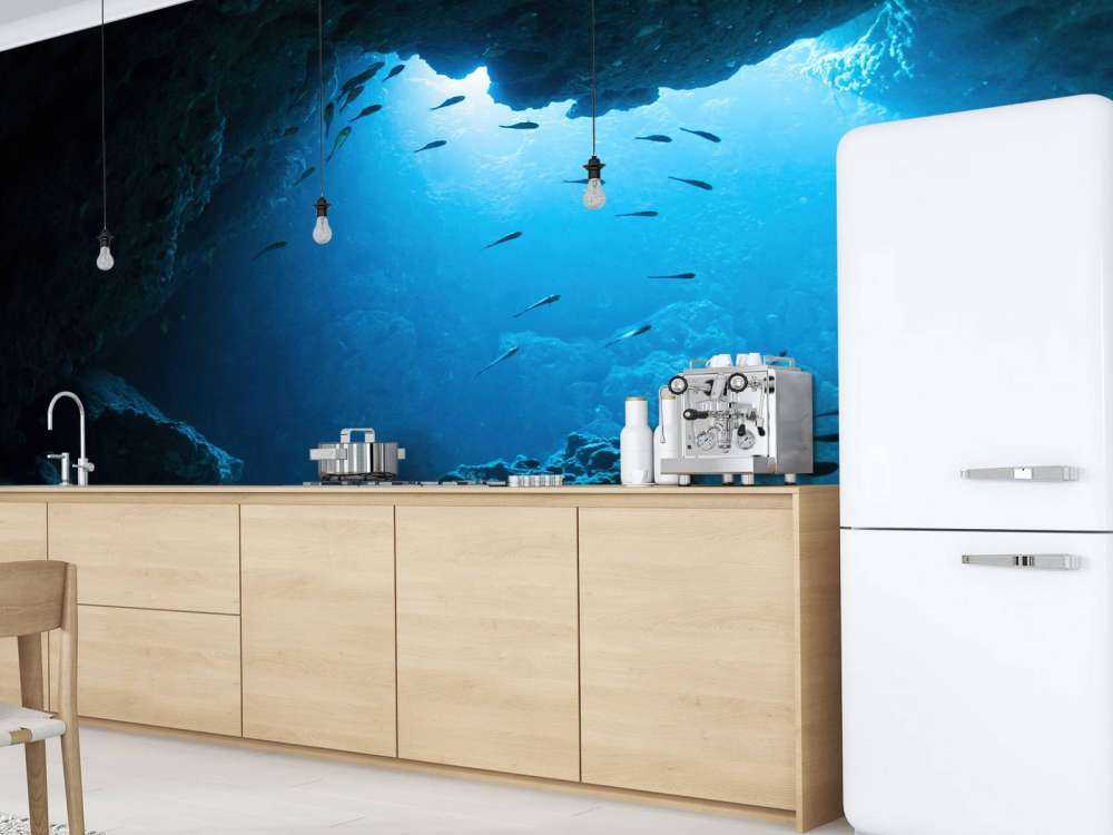 Grotte sous-marine avec des poissons