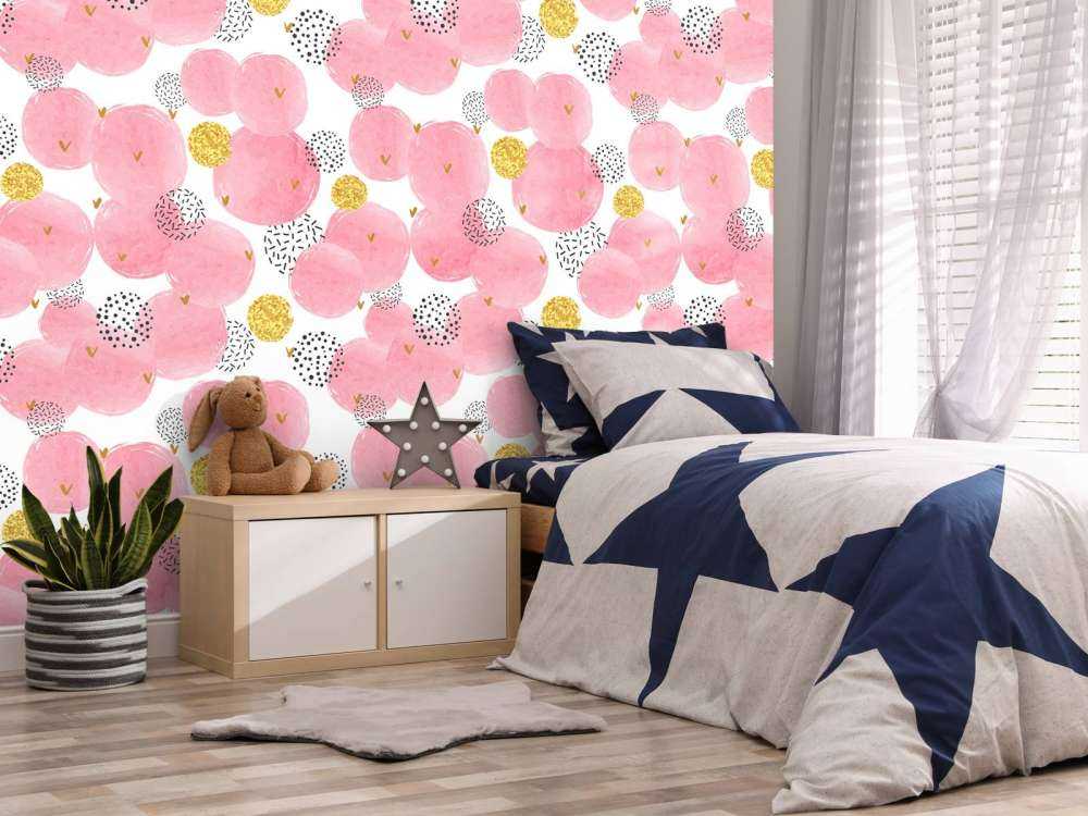 Cercles roses et dorés