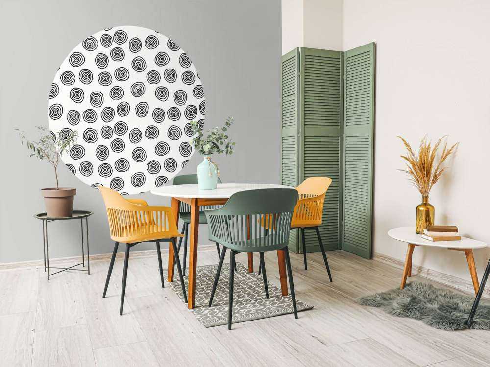 Cercles abstraits en noir et blanc