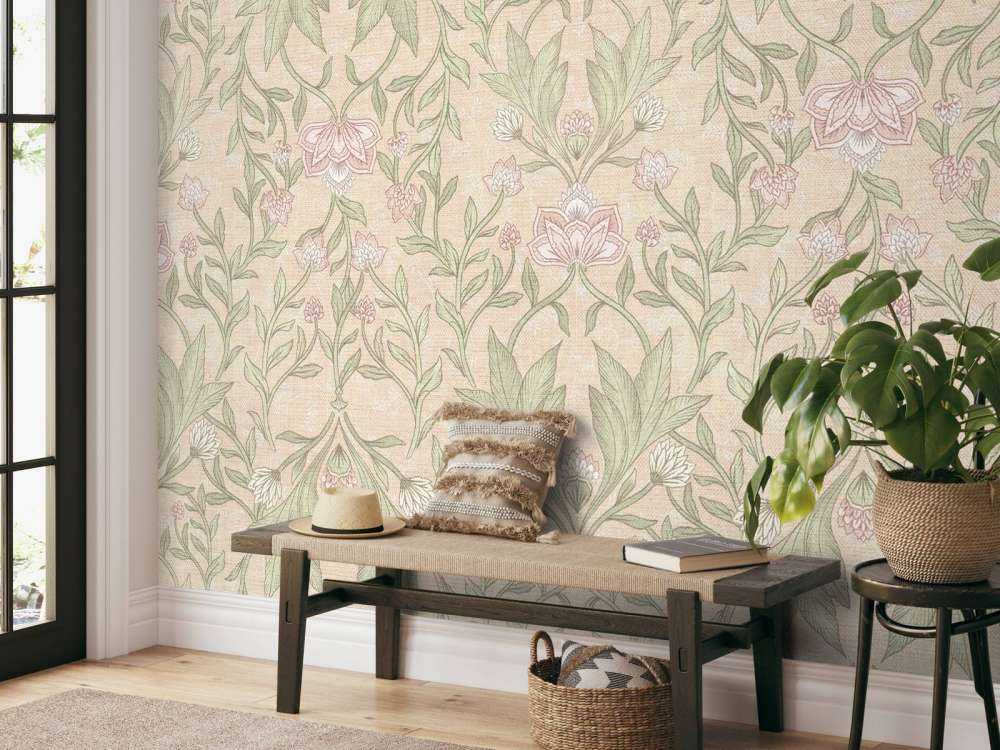 Damas floral Morris - pêche fuzz