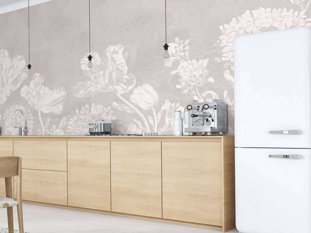 Paysage floral baroque - grège