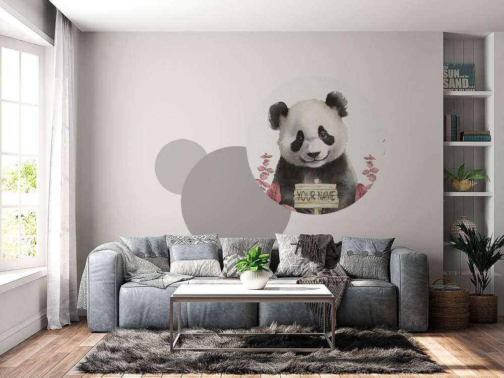 Bébé panda dans la jungle rose