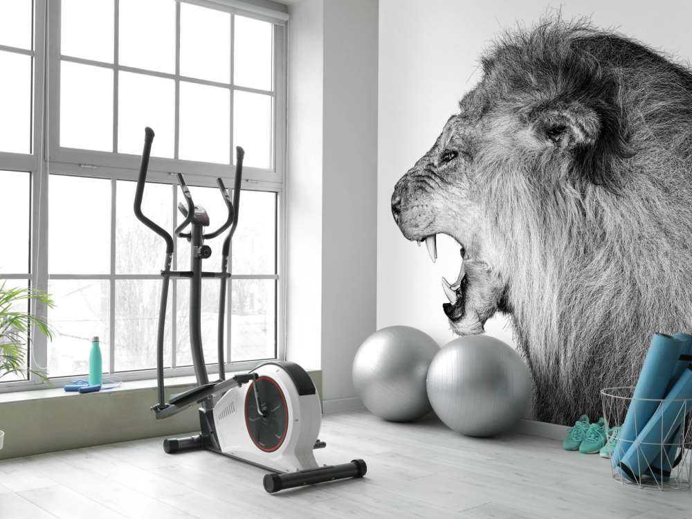 Lion rugissant blanc