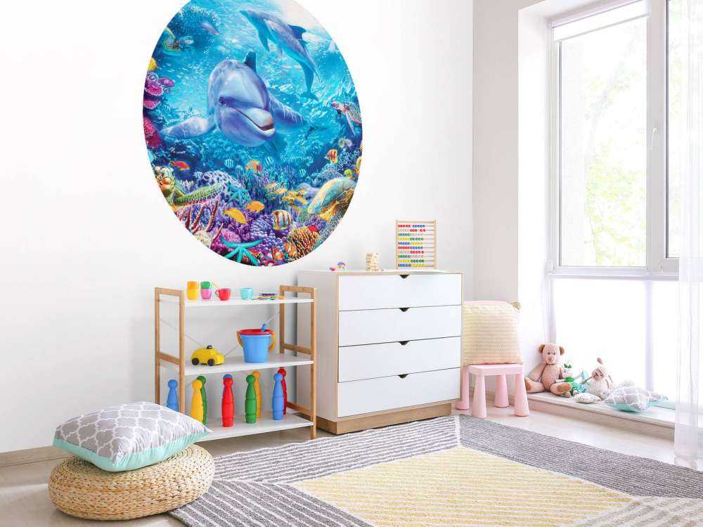 Underwater Dolphin and Turtle