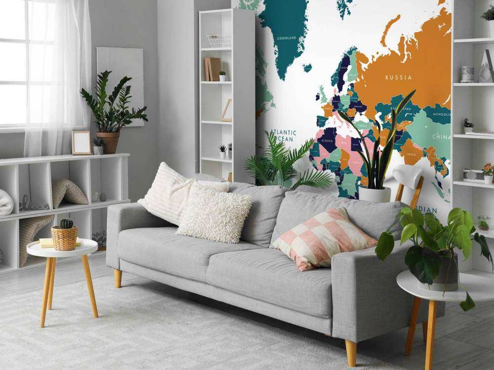 Carte du monde avec animaux de l'océan