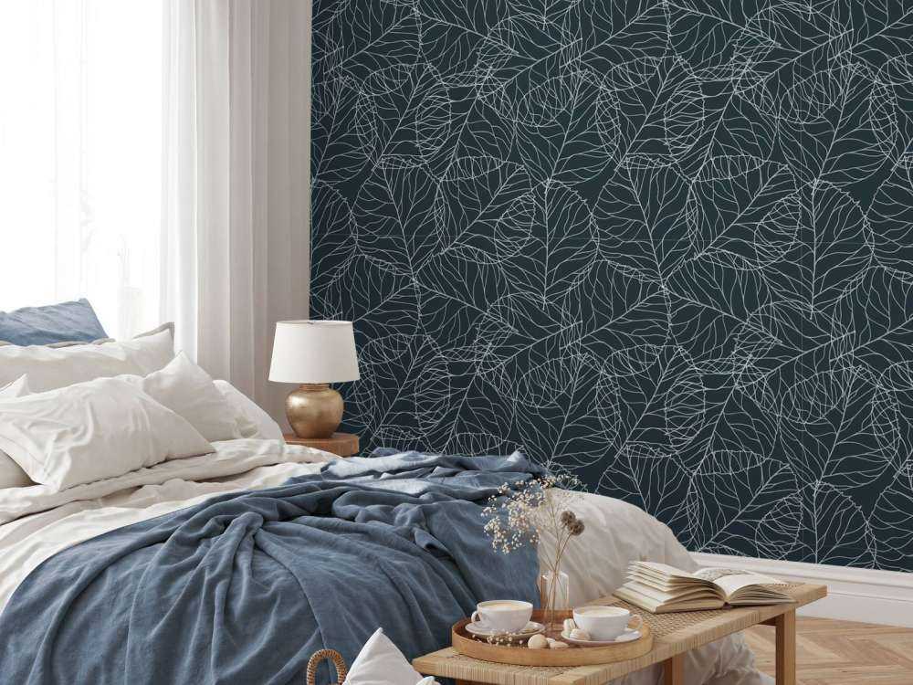 Motif de feuille illustré bleu canard