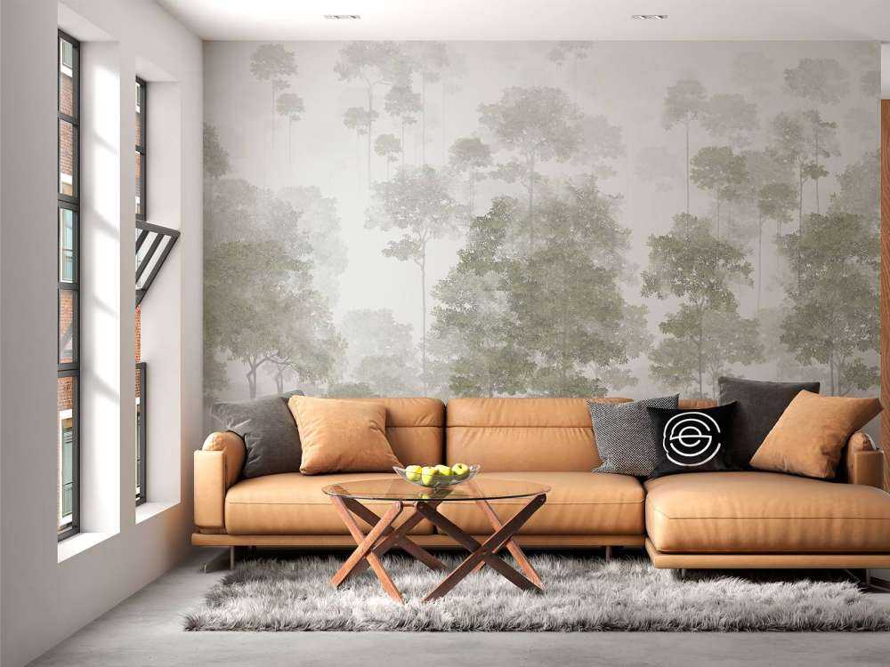 Forêt peinte dans la brume