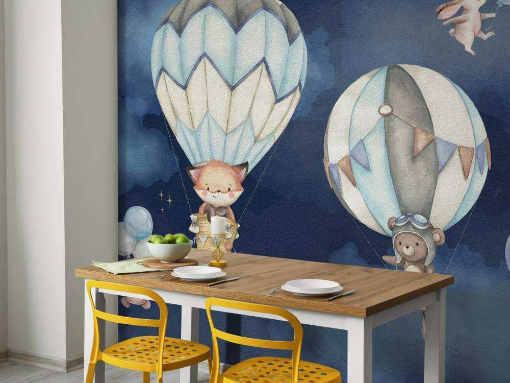 Voyage en mongolfière bleu