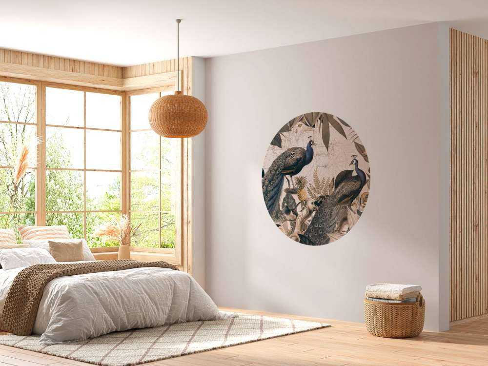 Rêverie vintage paon bleu beige