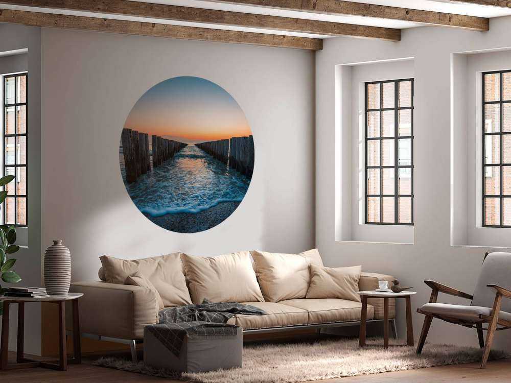 Brise-lames au coucher du soleil