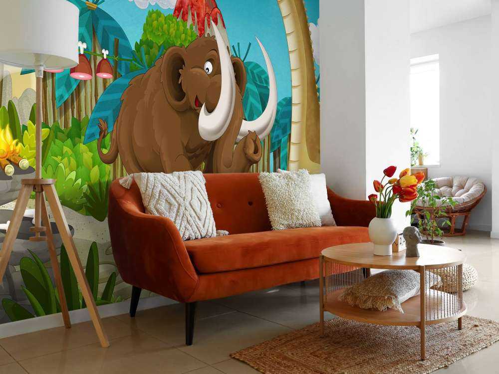 Un dinosaure et un mammouth