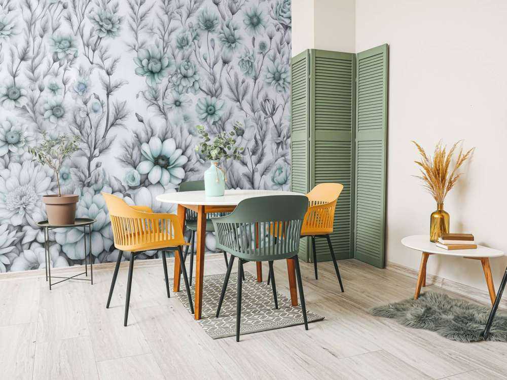 Mur floral romantique - bleu