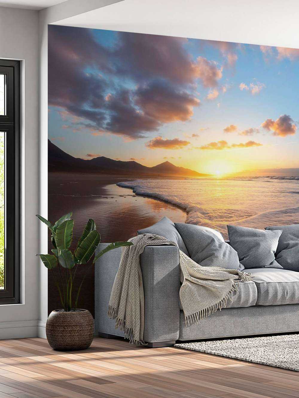 Coucher de soleil doré sur la côte