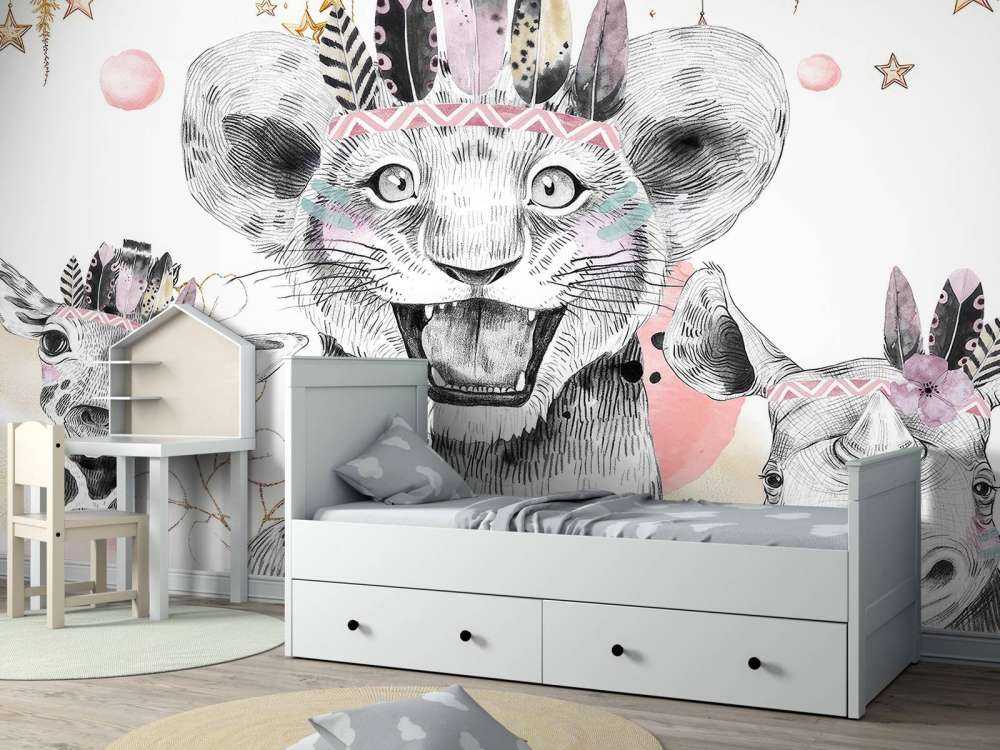 Animaux rêveurs sous des nuages d'étoiles