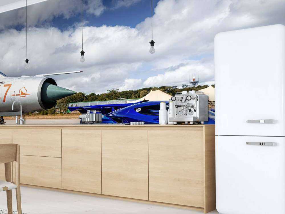 Supercar futuriste à l'aéroport