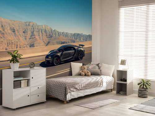 Hypercar contre paysage montagneux