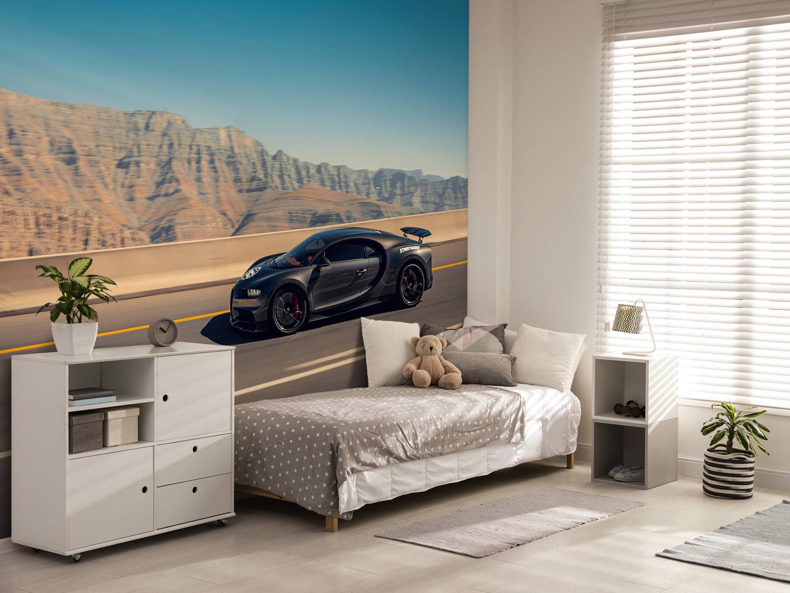 Hypercar contre paysage montagneux