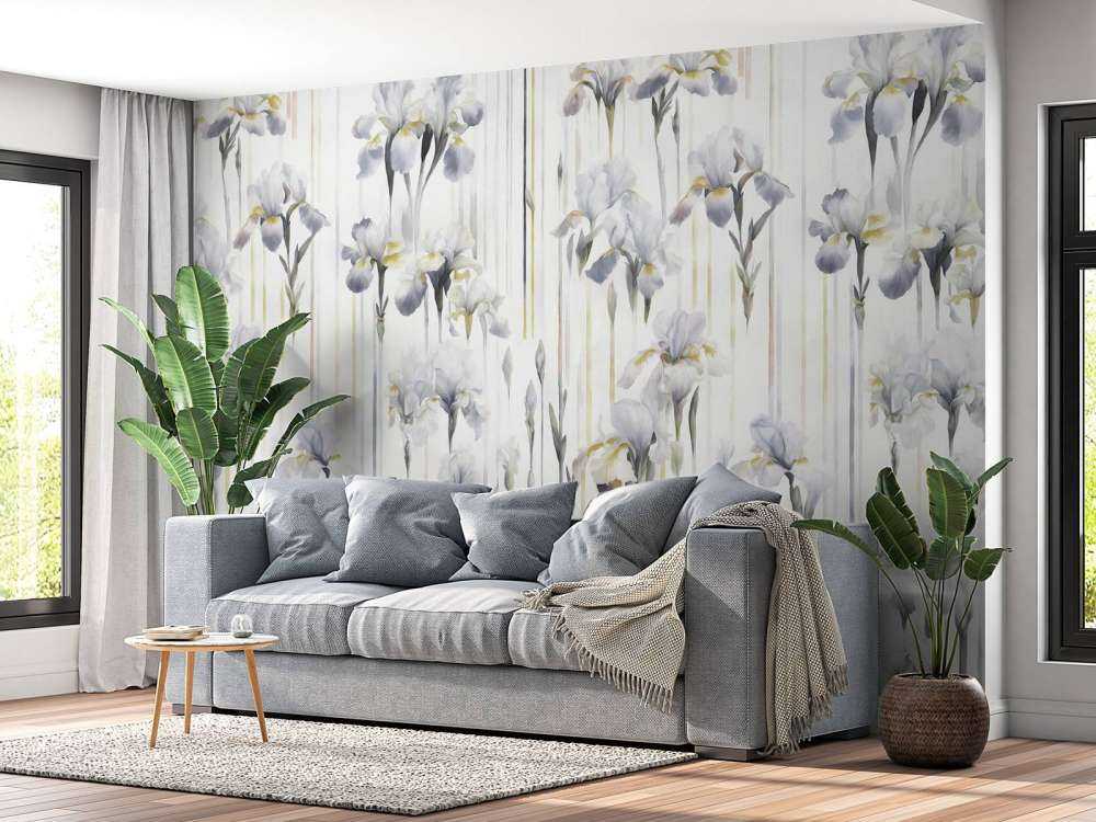 Iris et Rayures Gris Sans Couture