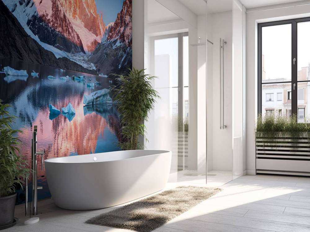 Lac de glacier avec lueur alpine en Patagonie.