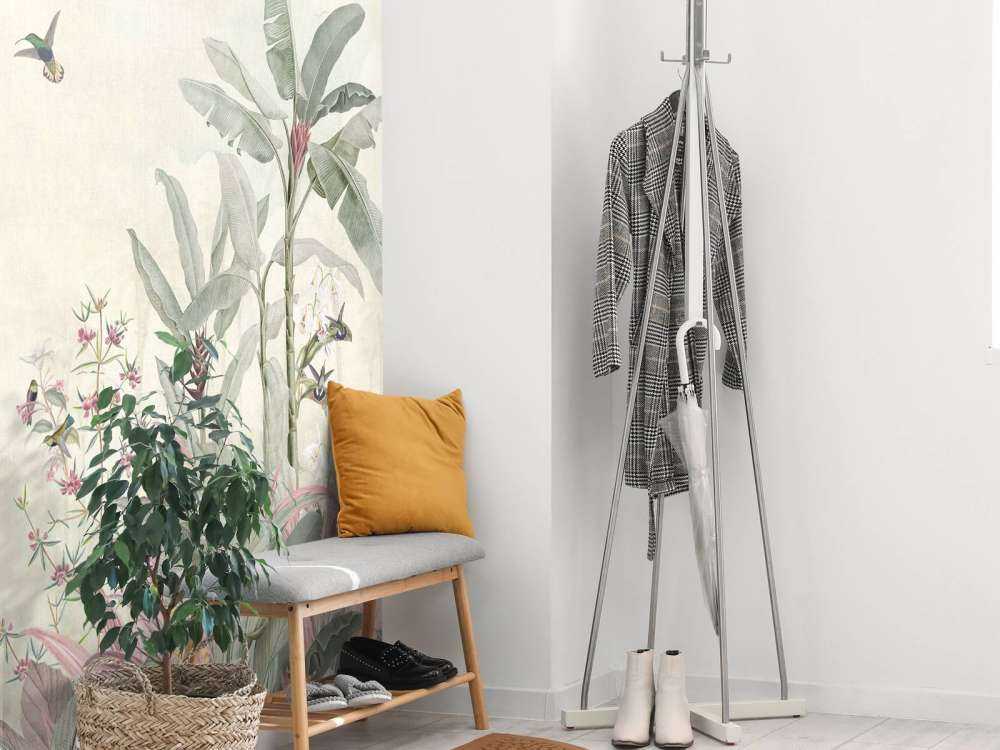 Colibris et feuilles tropicales