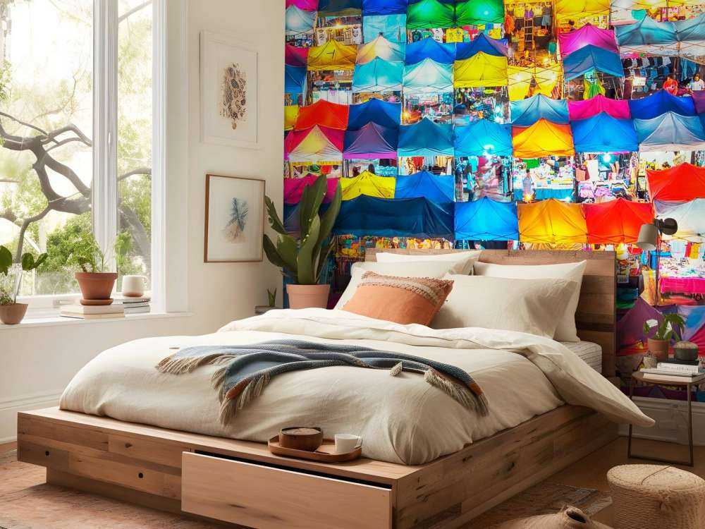 Capuchons colorés au marché nocturne