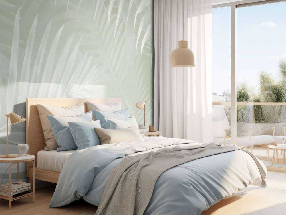 Feuilles de palmier brumeuses - vertes