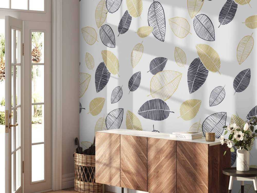 Motif Feuilles noires dorées