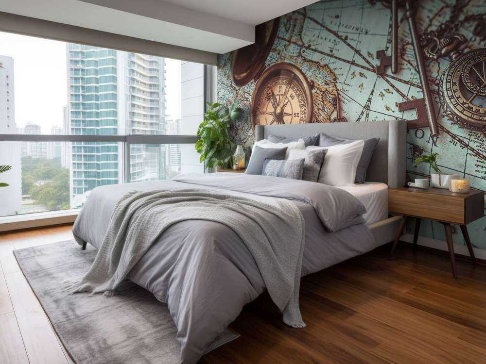 Vieille carte du monde avec boussole