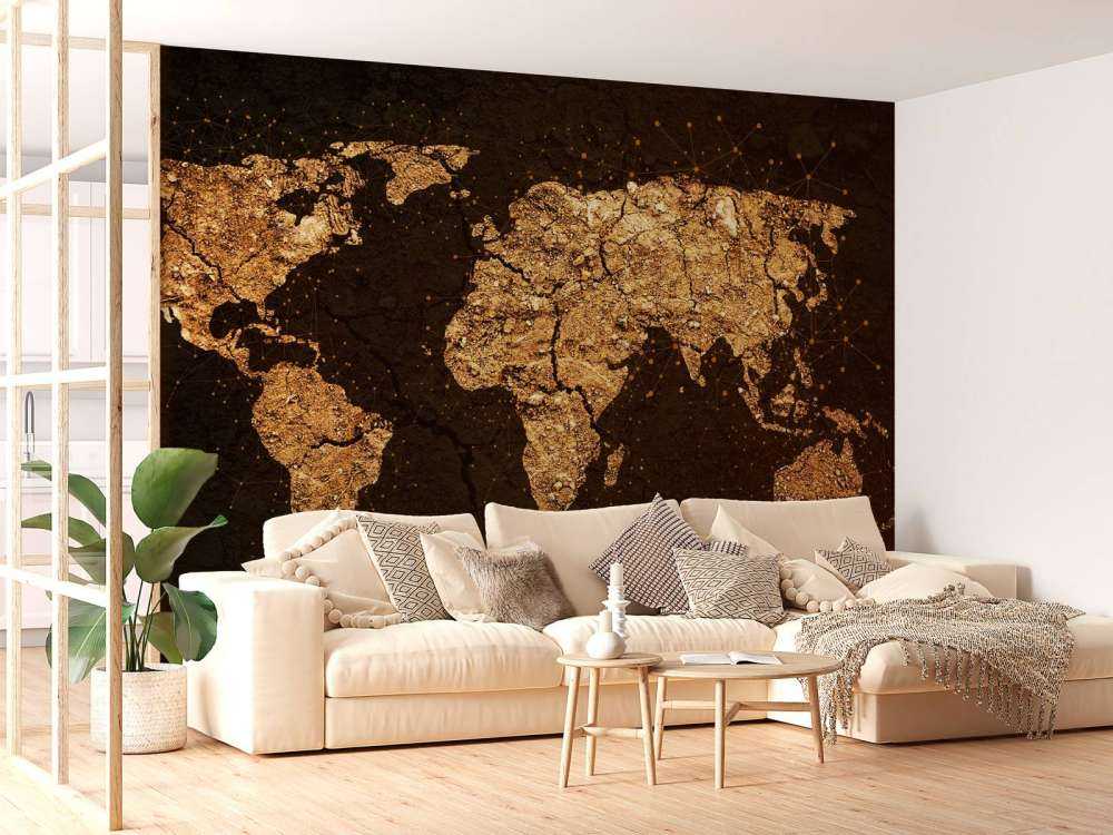 Carte du monde en or