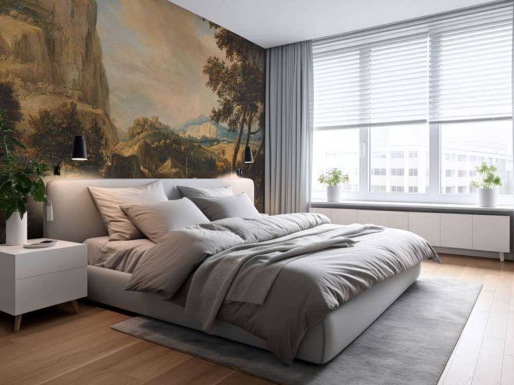 Paysage montagneux avec pêcheur