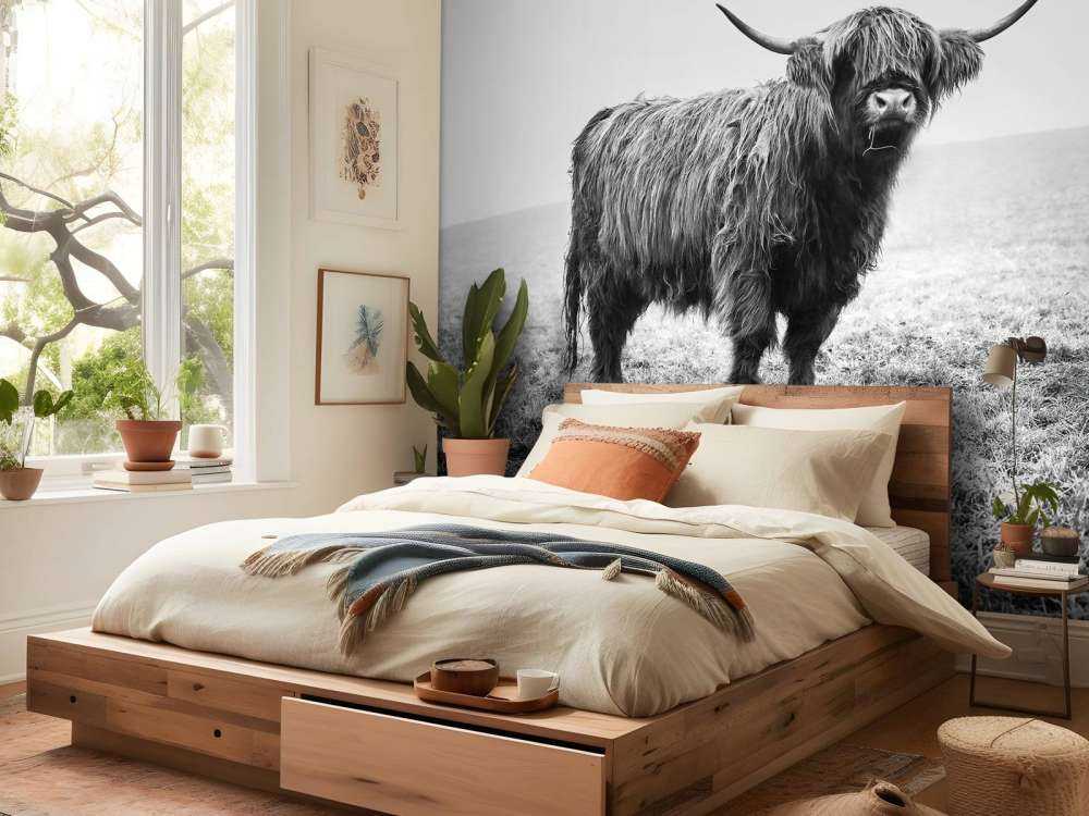 Le Highland écossais dans l'herbe