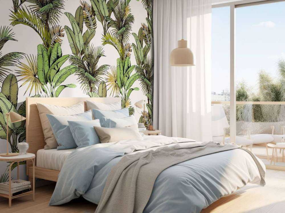 Feuilles de palmiers et de bananiers tropicaux