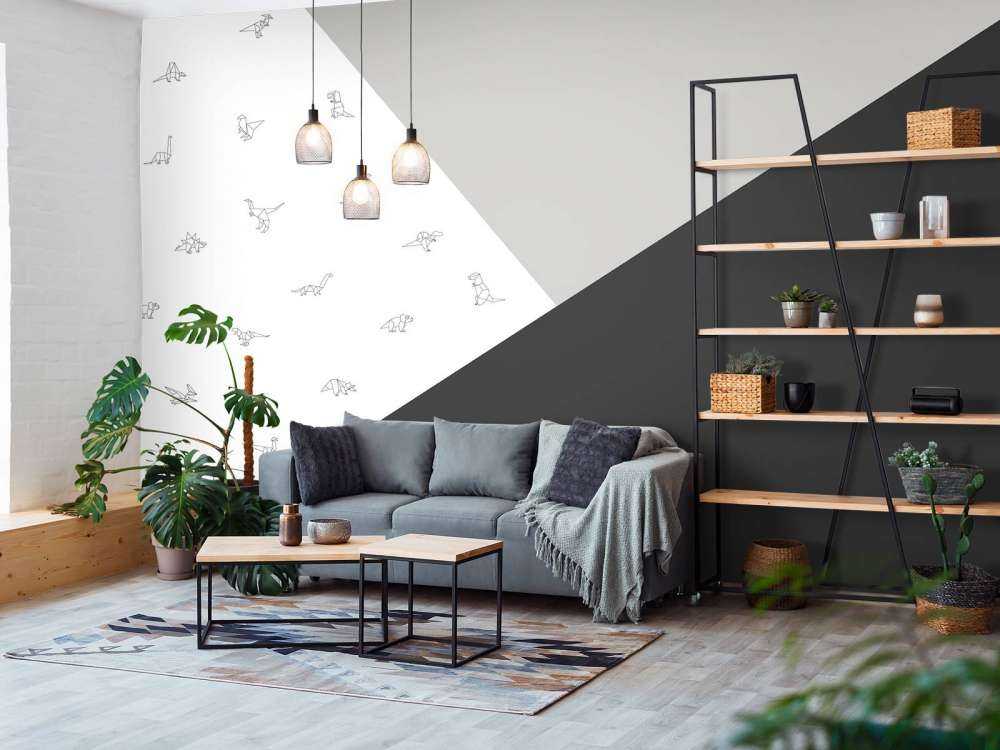 Triangles noirs et blancs avec des dinosaures