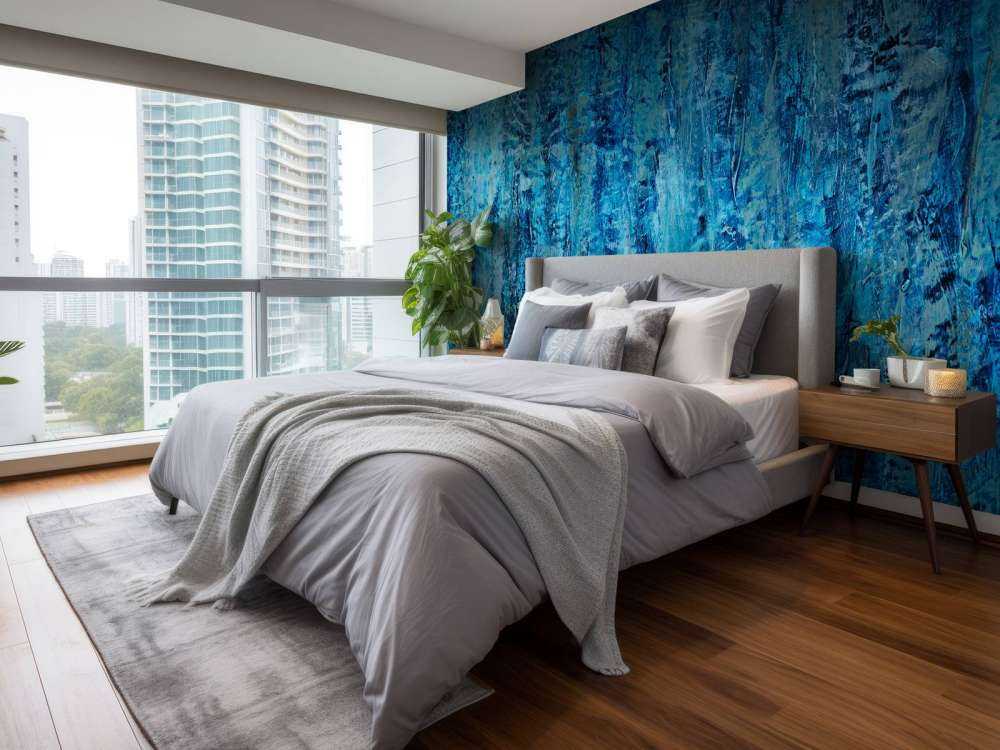 Peinture avec des nuances de bleu