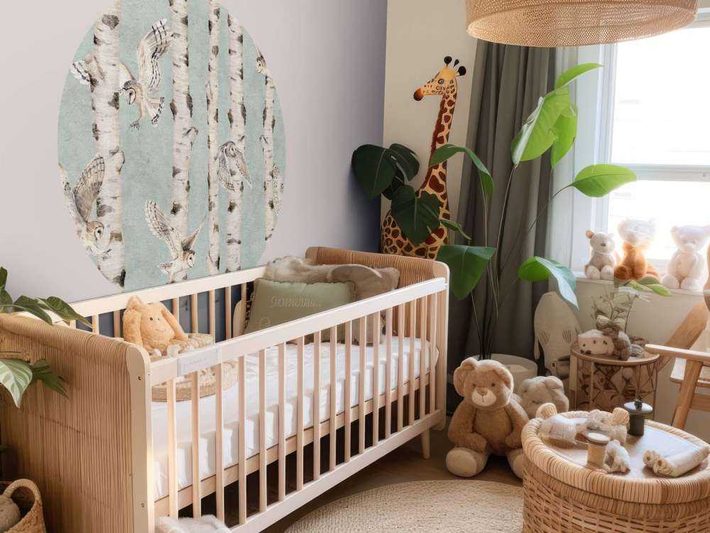 Birch and Owls - Blue - 120