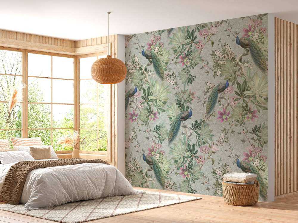 Paons de jardin vintage - vert menthe