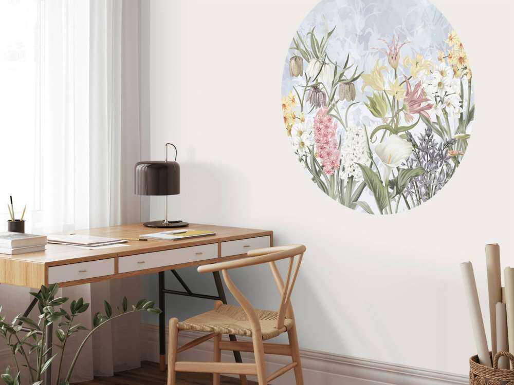 Fleurs de printemps - Bleu ciel doux